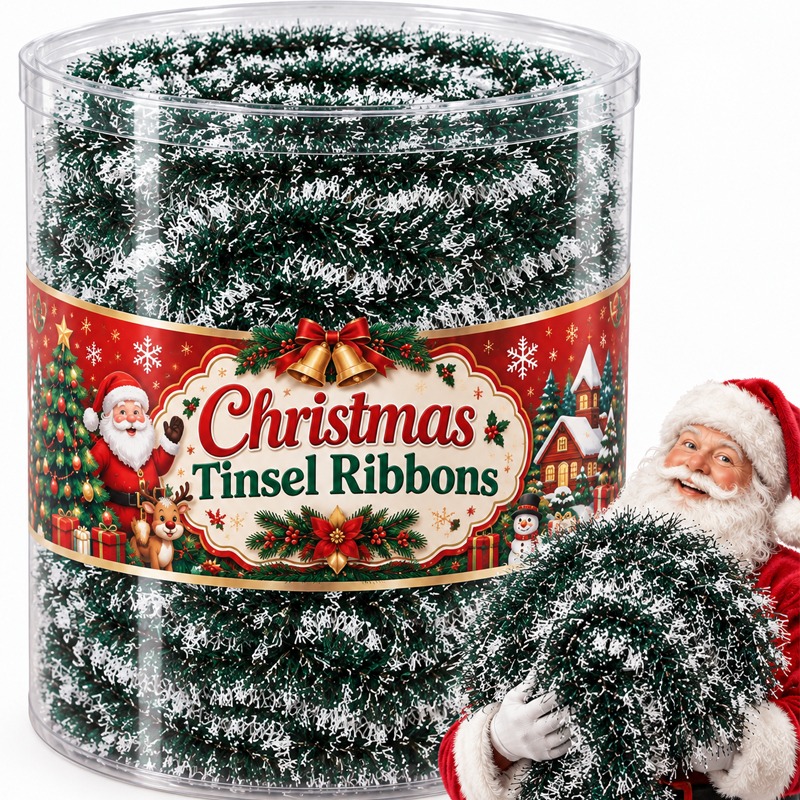 Tinsel Garland Decoration - Fitas de tinsel de Natal, fita