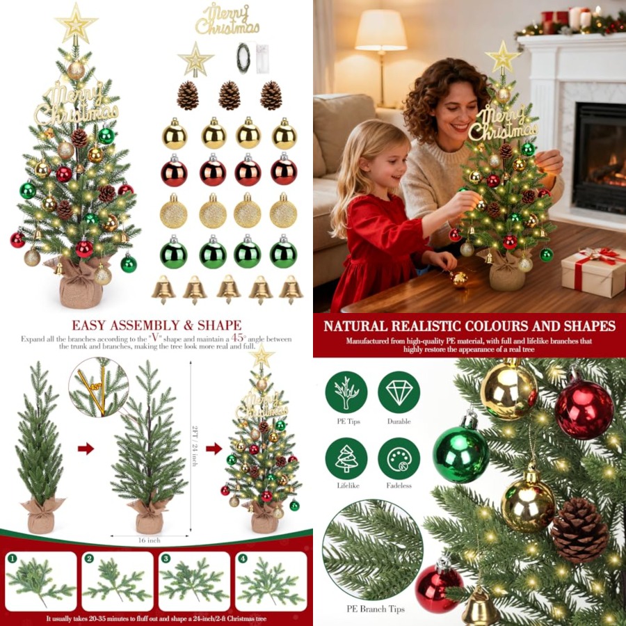 Christmas Tree Artificial - Mini Árvore de Natal de 2FT,