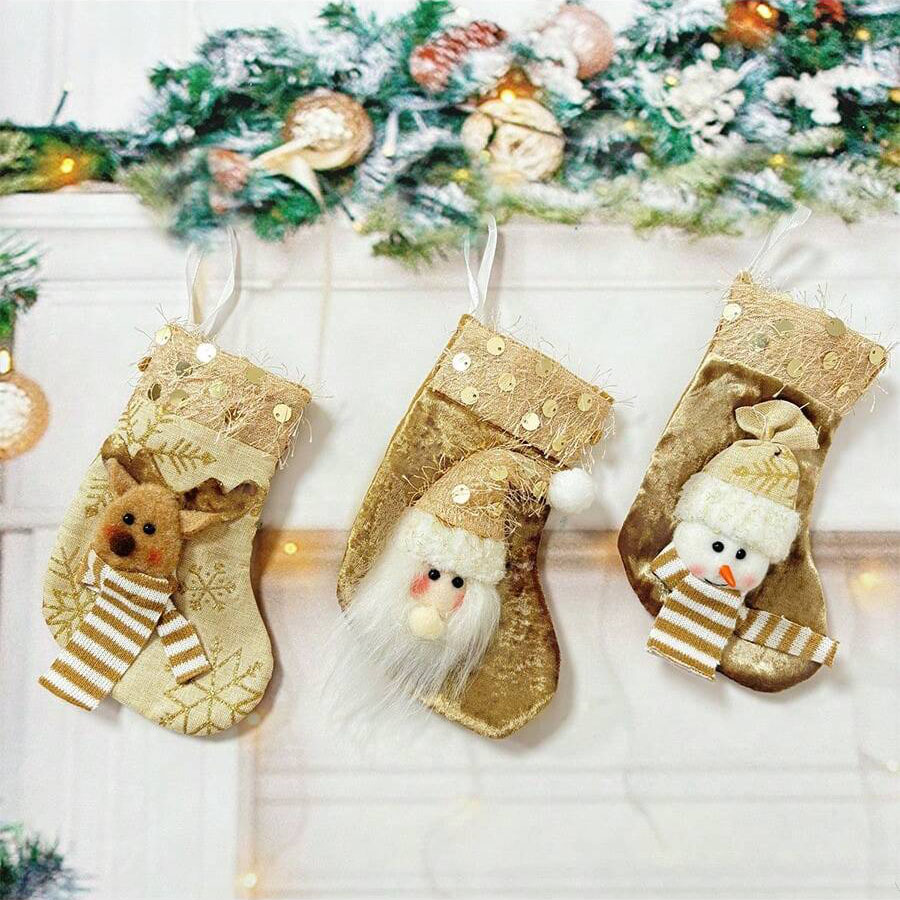 3 peças de meias decorativas d - Christmas Stocking Hanging avaliação e preço